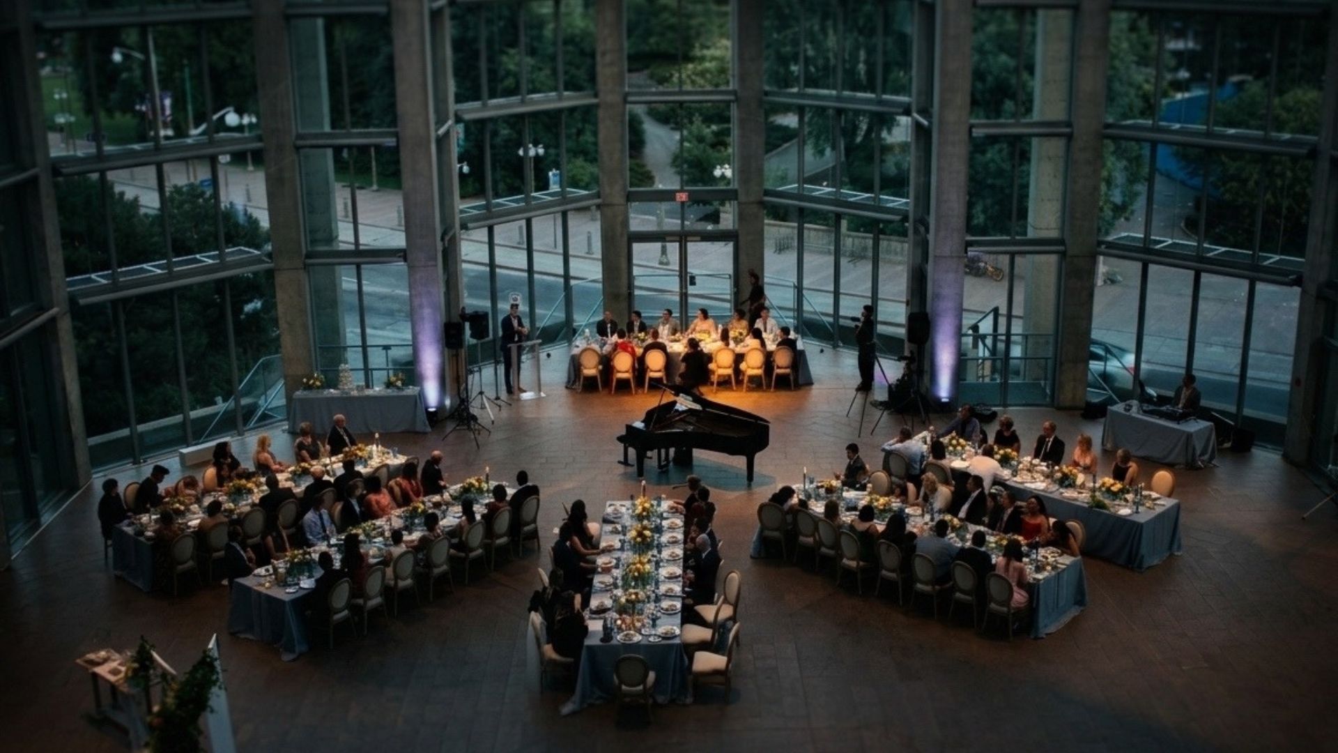 Live grand piano music for a wedding ceremony in the Grand Hall at the National Gallery of Canada