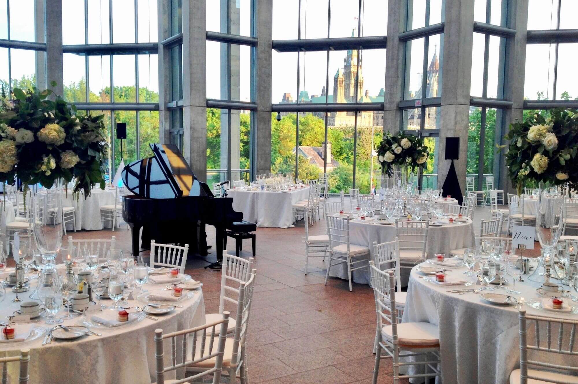 Grand piano at a wedding at the National Gallery of Canada